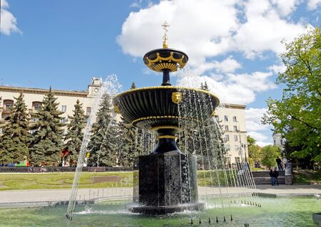 The fountain in the square near the Cathedral of the Dormition in Kharkiv, Ukraine の写真素材