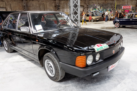 Kharkiv, Ukraine - May 19, 2018: Retro car black Tatra T-613 manufactured in 1992 is presented at the festival of vintage cars Kharkiv Retro Rally - 2018 in Kharkiv, Ukraine on May 19, 2018のeditorial素材