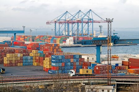 Sea port for loading and unloading ships in Odessa.の写真素材