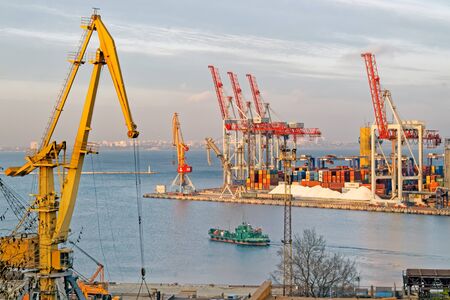 Sea port for loading and unloading ships in Odessa.の写真素材