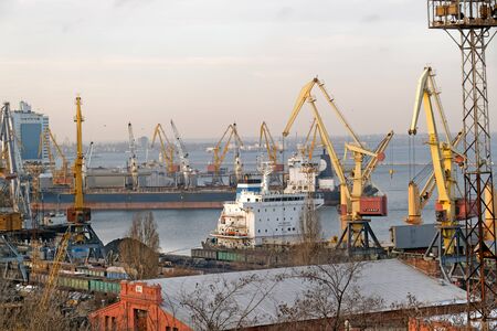 Sea port for loading and unloading ships in Odessa.の写真素材