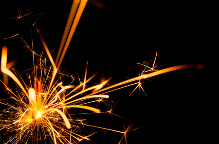 Set of Christmas sparkler on black backgroundの写真素材