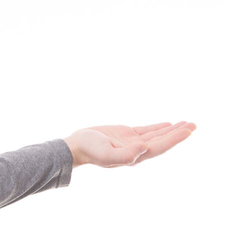 Man hand sign isolated on white backgroundの写真素材