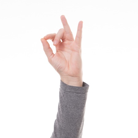 Man hand sign isolated on white backgroundの写真素材