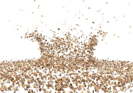 Splash of one euro coins, isolated on white.の写真素材