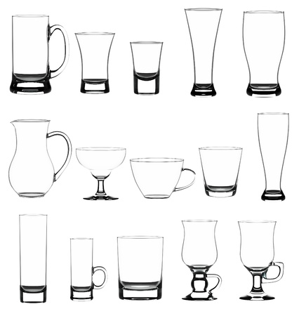 Empty  glasses isolated on white background.の写真素材
