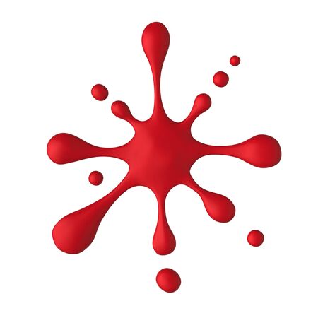 Red paint blot on white background.の写真素材