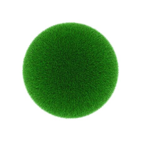 Green grass ball on white background.の写真素材