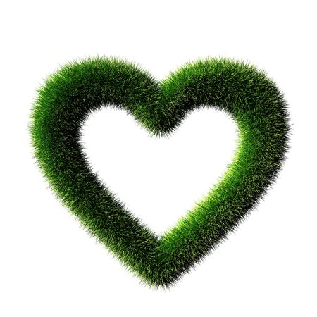 Grass heart isolated on white background.の写真素材
