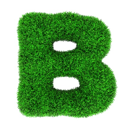 Letter B, made of grass isolated on white background.の写真素材