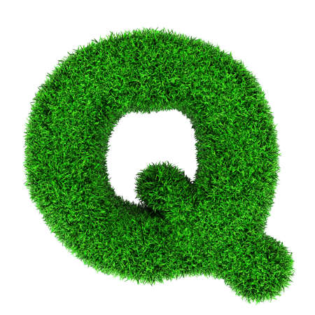 Letter Q, made of grass isolated on white background.の写真素材