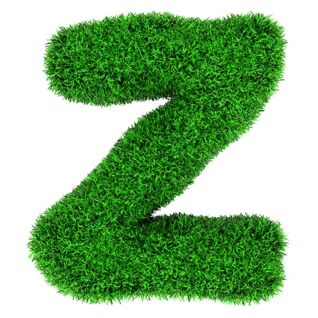 Letter Z, made of grass isolated on white background.の写真素材