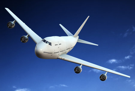 Passenger airplane in the blue sky 