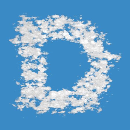 Letter D, made of clouds, on blue sky background.の写真素材