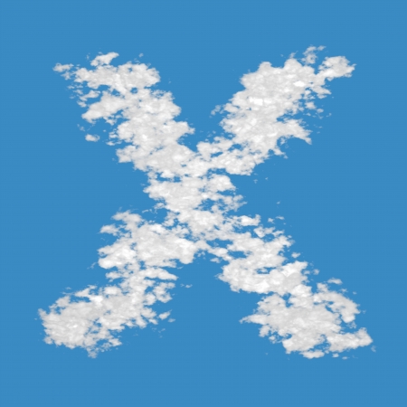 Letter X, made of clouds, on blue sky background の写真素材