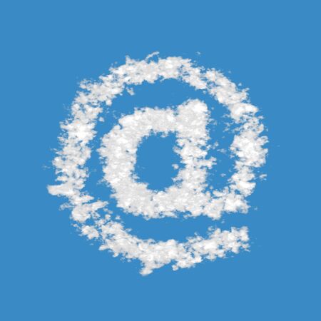 Email symbol, made of clouds on blue sky background.の写真素材