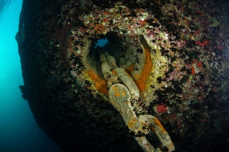 Anchor chain of shipwreck SS Thistlegorm  Red Sea の写真素材