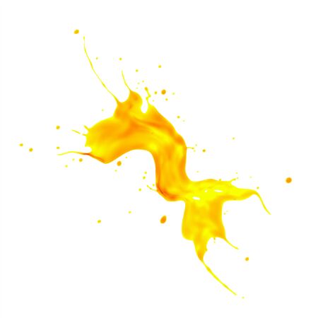 Orange juice splash, isolated on white background の写真素材