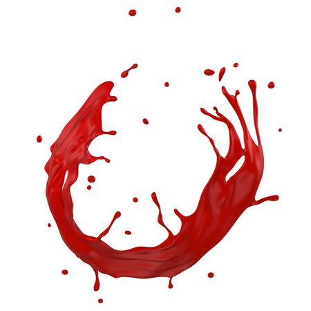 Red paint splash, isolated on white background の写真素材
