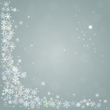 Abstract  winter background with various snowflakes のイラスト素材