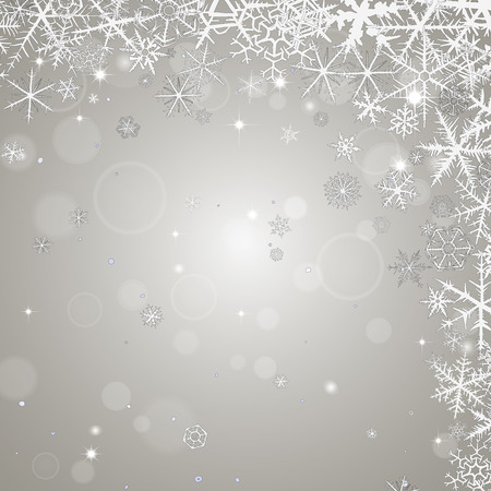 Abstract  winter ligth background with various snowflakes のイラスト素材