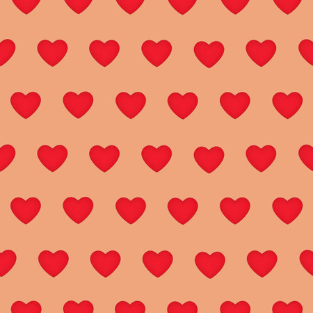 Seamless pattern with red hearts, vector illustration.