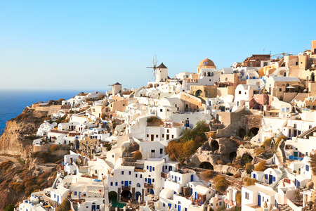 view of Oia village on Santorini island, Greece.の写真素材