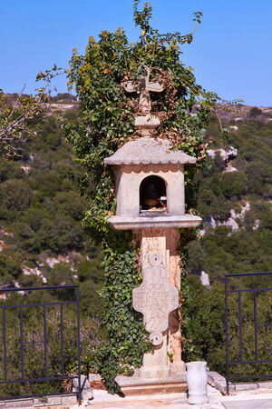 Classic greek orthodox shrine near Arkadi Monastery in Crete, Greece.の写真素材