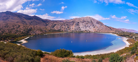 Panoramic view of lake Kournas  in Crete, Greece.の写真素材