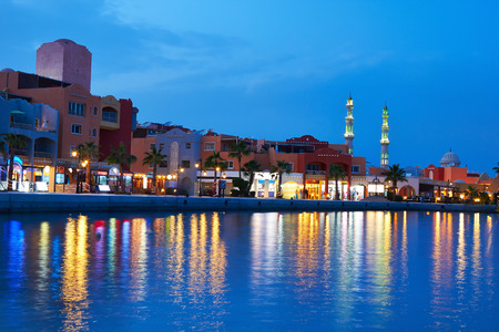 Hurghada Marina at nigth in Egypt.の写真素材