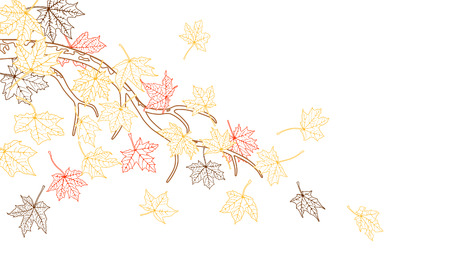 Branch with autumn maple leaves silhouettes, vector illustration.のイラスト素材