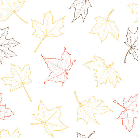 Seamless background of autumn leaves silhouettes, vector illustration.のイラスト素材