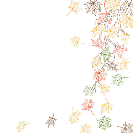 Branch with autumn maple leaves silhouettes, vector illustration.のイラスト素材