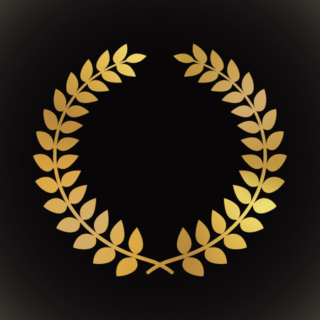 Gold award laurel wreath on dark background.のイラスト素材