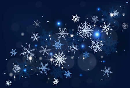 Abstract Christmas background with various snowflakes.のイラスト素材