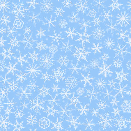 Seamless background with beautiful various snowflakes.のイラスト素材