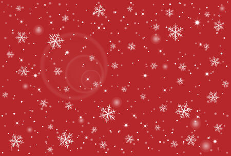 Abstract winter red background with various snowflakes.のイラスト素材