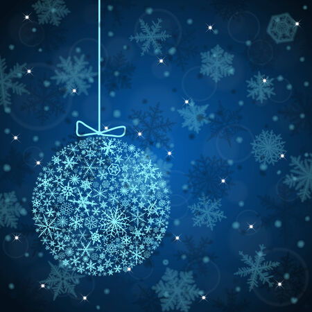 Christmas background with ball and snowflakes on blue background.のイラスト素材