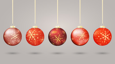 Set of  red christmas balls, vector illustration.のイラスト素材