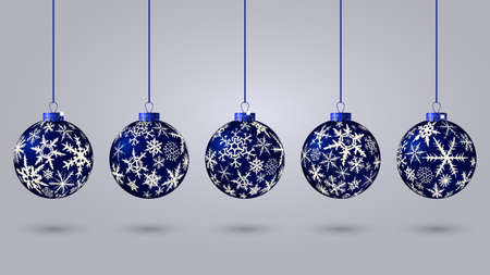 Set of  blue christmas balls, vector illustration.のイラスト素材