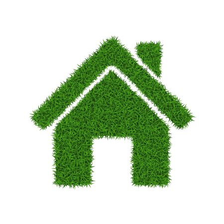 Green grass house on white background, vector illustration.のイラスト素材