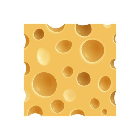 Piece of cheese with holes  pattern, vector illustration.のイラスト素材