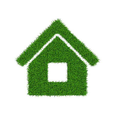 Green grass house on white background, vector illustration.のイラスト素材
