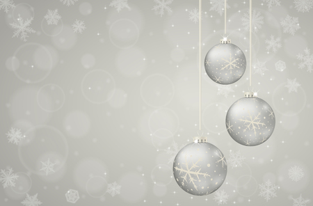 Christmas background with balls and snowflakes on gray background.のイラスト素材