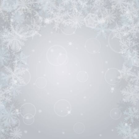 Abstract Christmas light  grey border background with snowflakes.のイラスト素材