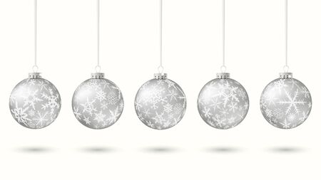 Set of grey christmas balls, vector illustration.のイラスト素材