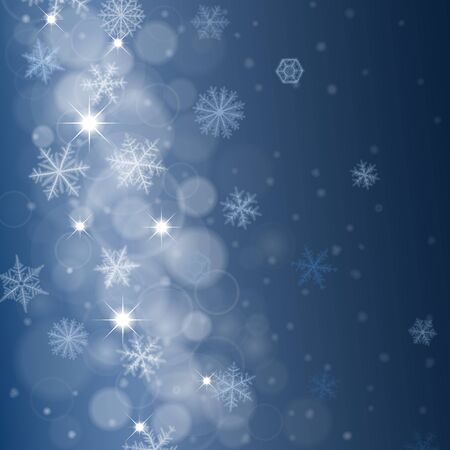 Merry Christmas background with various snowflakes and bokeh.のイラスト素材