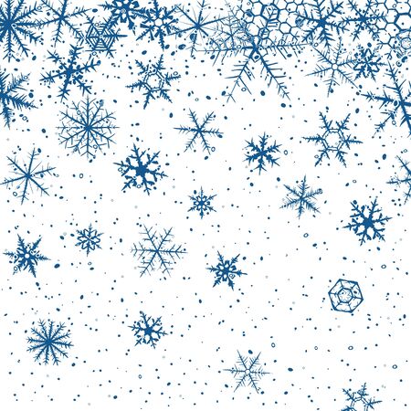 Abstract christmas background with blue snowflakes on white.のイラスト素材