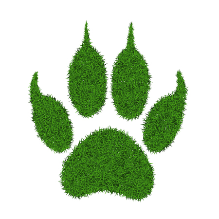 Animal green grass footprint, vector illustration.のイラスト素材