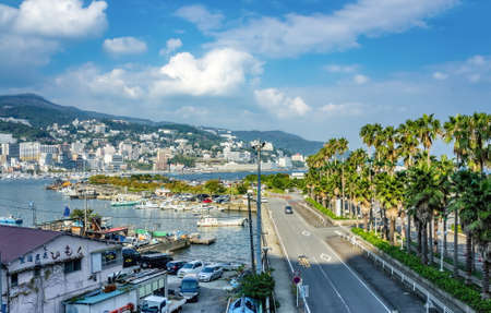 ATAMI, JAPAN - OCTOBER 27, 2012 : View on Atami City from Boat Rental Service localityのeditorial素材